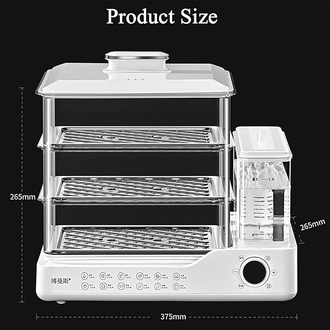 800W Food Steamer, 3 Tier Electric Steamer, with 24L Capacity, Touch Screen Display, 12H Appointment, Independent Water Tank, for All Homes