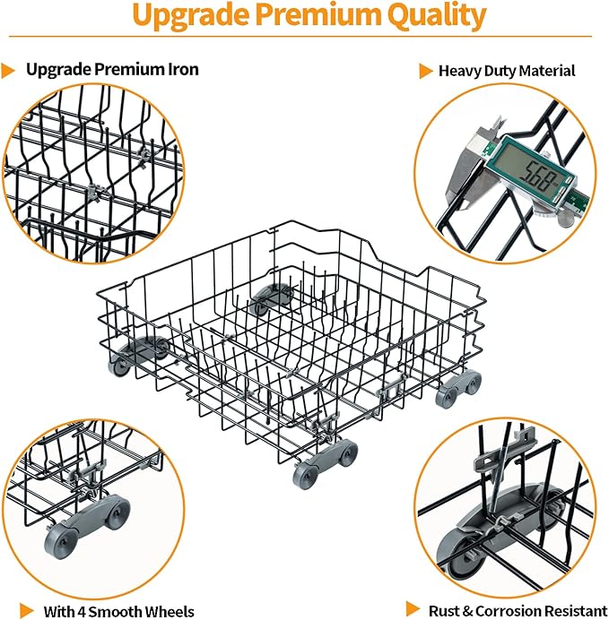 Upgraded WD28X25960 Dishwasher Lower Rack Replacement Parts for GE Dishwasher Parts Bottom Rack PDW7880G00SS GE Profile Triton XL Monogram Cafe Dishwasher Rack Lower Dishrack Rollers