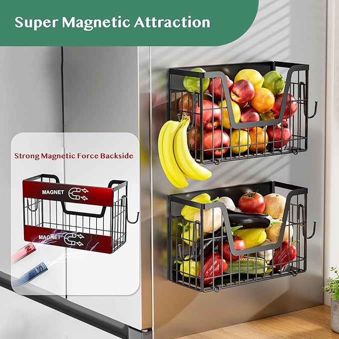 Magnetic Spice Rack for Refrigerator, Fridge Organizers and Storage, Pantry Organizers & Storage, Magnetic Shelf for Refrigerator, Laundry Room Organization, Magnetic Wall Shelf (White)