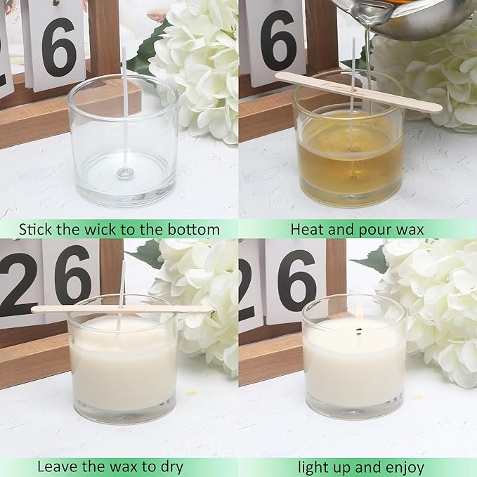 MILIVIXAY 20 Pack 4 OZ Clear Glass Candle Jars with Lids and Candle Making Kits - Bulk Small Empty Candle Jars for Making Candles - Spice, Powder Containers.