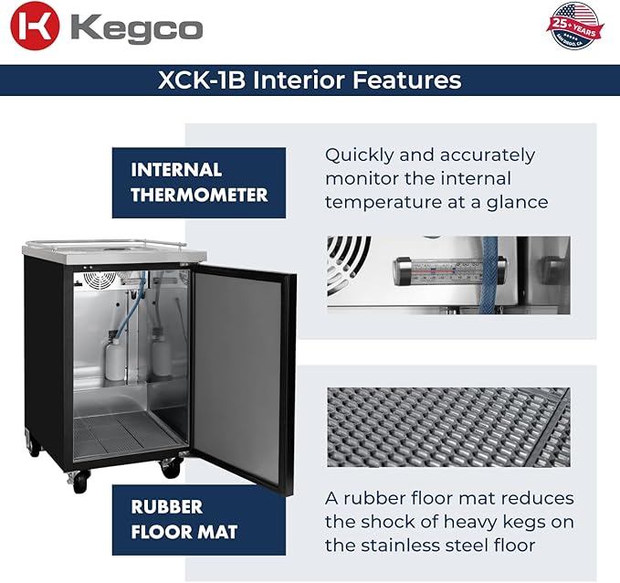 Kegco XCK-1B-2 24" Dual-Tap Commercial Kegerator – Stainless Steel Draft Beer Dispenser, Holds Full or Slim Kegs