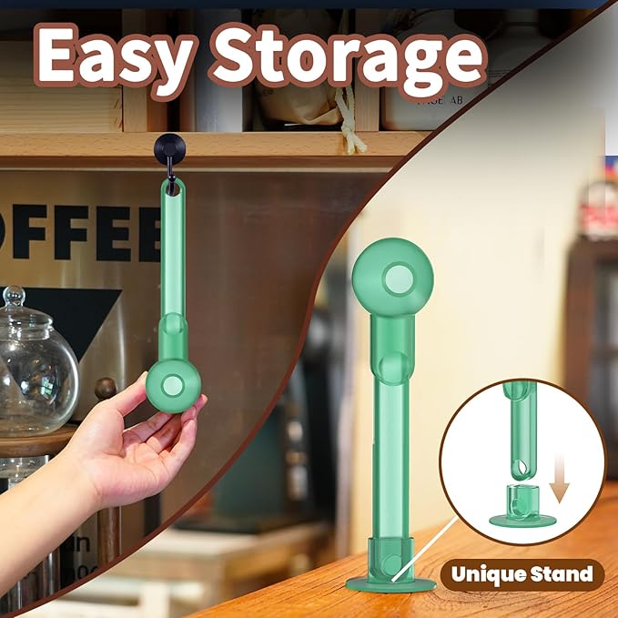 Coffee Scoop with Funnel for Ground Coffee, Protein Powder & Tea, for Reusable K Cup Refiller, 2TBSP Mess-Free, Funnel Design Prevents Spills (Translucent Green, 1-Pack)
