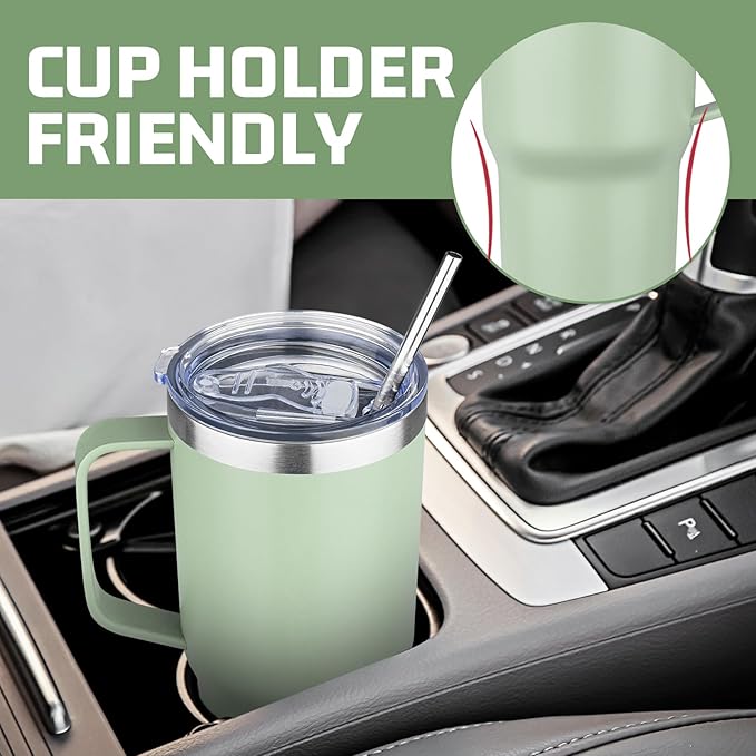 20 oz Tumbler with Handle Stainless Steel Insulated Coffee Tumbler with Lid and Straw Double Wall Vacuum Insulated Coffee Mug Leak Proof Travel Mug Tumbler for Hot and Cold Drink, Mix Color-10
