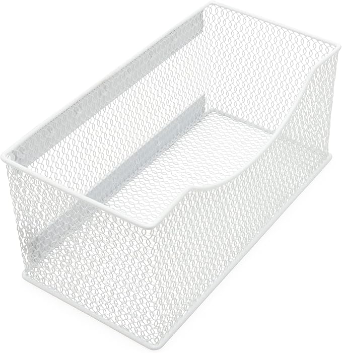 Ybmhome Wire Mesh Magnetic Storage Basket, Trash Caddy, Container, Desk Tray, Office Supply Organizer Silver for Refrigerator/Microwave Oven or Magnetic Surface in Kitchen or Office (8, Large (White))