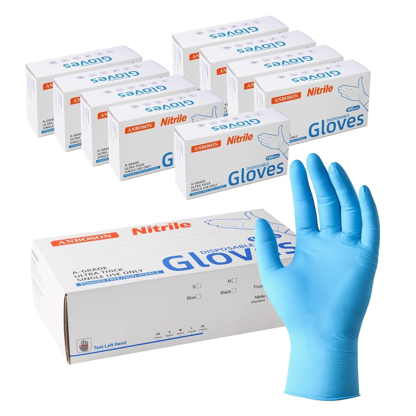 Nitrile Exam Gloves 6mil – Latex-Free, Powder-Free, Textured for Cleaning and Food Handling (Blue of 1000, X-Large)