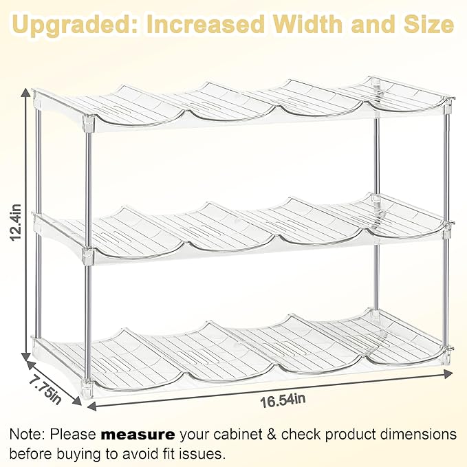 Stackable Water Bottle Organizer for Cabinet - Acrylic Tumbler Organizer Storage Rack for Stanley 40oz, Stanley Cup Holder, Pantry Kitchen Organizers and Storage for Stanley Cup, Holds 12 Bottles