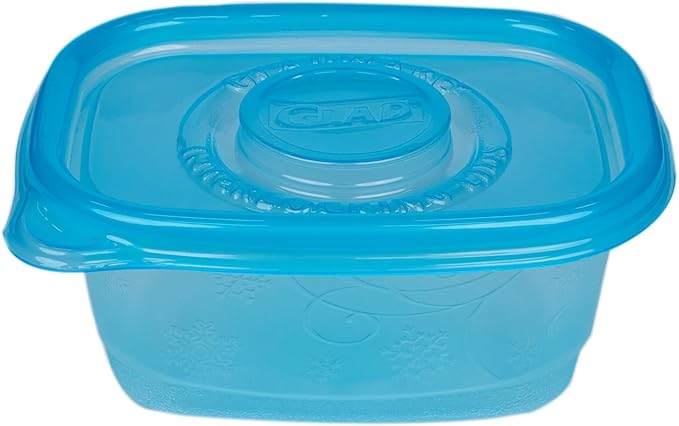 Glad GladWare FreezerWare Food Storage Containers with Lids, Small Rectangle BPA Free Plastic for Freezing Soups and Meal Prep, Crack Resistant, Microwave Dishwasher Safe, 24 Oz, 4 Count