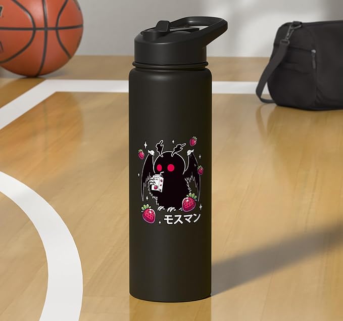 Kawaii Strawberry Milk Shake Carton Mothman Stainless Steel Insulated Water Bottle