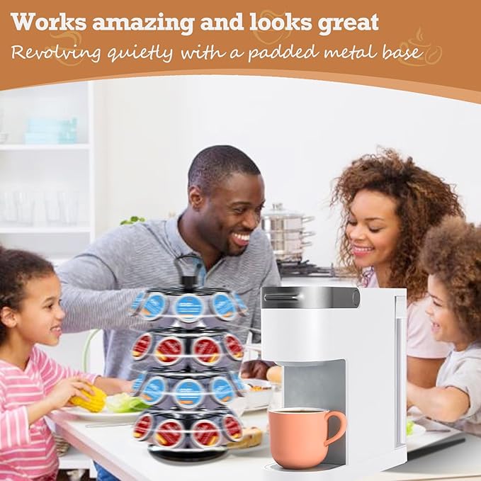 BLACKSMITH FAMILY 36 K Cup Pod Carousel Easy Assembly Design K Cup Holders,K Cup Holder, K Cups Holder,K Cup Carousel, 4-Tier Coffee Pods Holder Storage Organizer Stand,Glossy Black