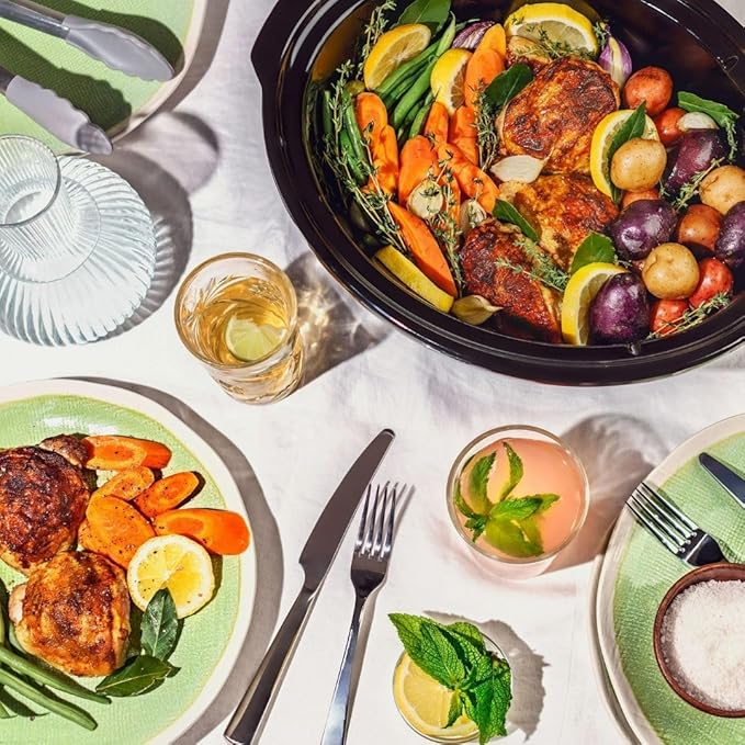 Beautiful 6 Qt Programmable Slow Cooker by Drew Barrymore -5 Preset Cooking Functions, Digital Countdown Timer, Dishwasher-Safe Parts and Cool-Touch Handles (Sage Green)