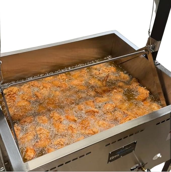 12 Gallon Deep Fryer or Cajun Crawfish Boiler Cart | Multi Purpose | Basket Lift | Portable 4 Wheels | Stainless Steel | Outdoor Propane Frying for Chicken Fish Turkey | Seafood Boil | Patent Pending