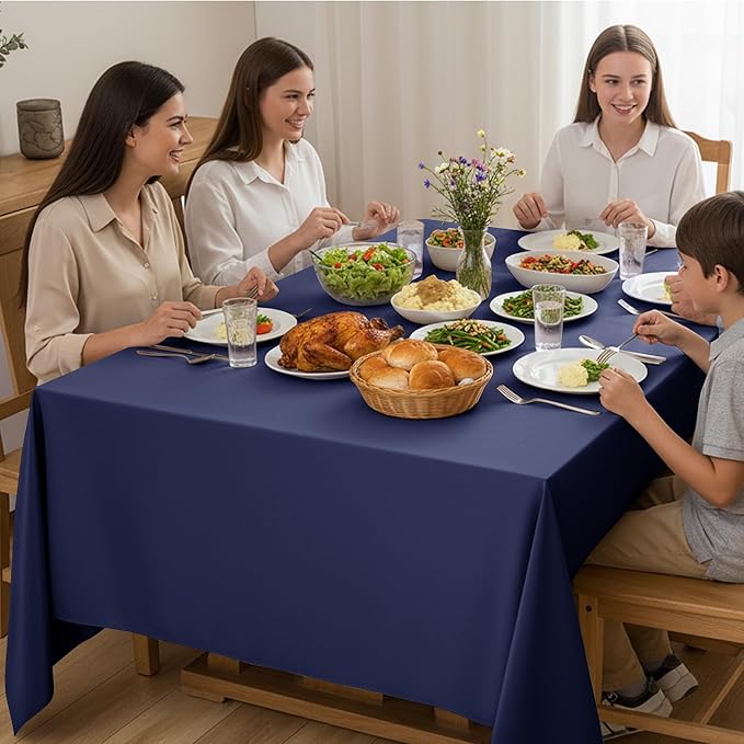 10-Pack Navy Blue Tablecloths for Rectangle Tables, 60 x 102 Inches, Stain-Resistant Polyester Fabric for 6 Foot Tables - Washable Table Covers for Weddings, Birthday Parties, Events