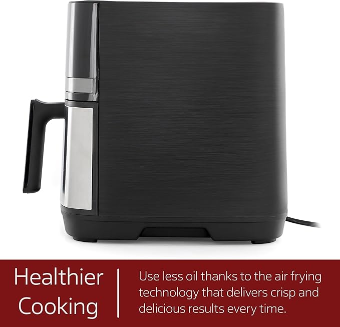 MegaChef 8.5 Quart Bundle Electric Air Fryer in Black and Stainless Steel with 125 Piece Paper Liners