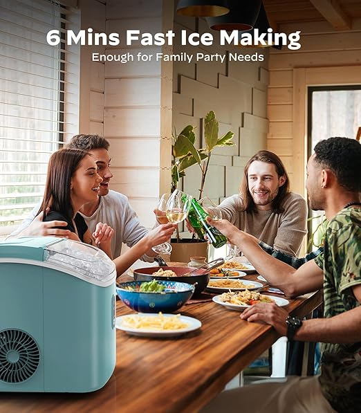 Nugget Ice Maker Countertop, Pellet Ice Machine with Self-Cleaning Function, Produces 33 lbs of Chewable Ice in 24 Hours, Sonic Ice Maker Perfect for Home Kitchens and Offices, Green