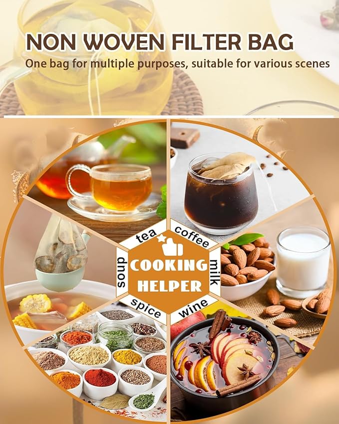 400 PcsTea filter bag, 100% natural wood pulp paper material, disposable tea soaking device, empty tea bag with drawstring, for loose leaf tea (3.5 x 2.75 inches)