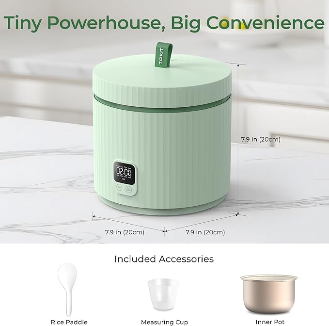 Compact Mini Rice Cooker Small Kitchen 3-Cup (Uncooked) / 6-Cup (Cooked), Non Stick Ceramic Inner Pot Rice Maker, 24H Timer Delay, Auto Keep Warm, 8 Functions Multicooker For Brown Rice, Steam, Soup
