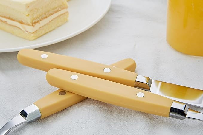 ANNOVA Silverware Set, Retro/Rivet Colorful Stainless Steel Tableware Kitchen Flatware Set Utensils, Includes Dinner Knives, Forks, Spoons, Salad Forks & Dessert Spoons (Ginger Yellow, 20 Pieces)