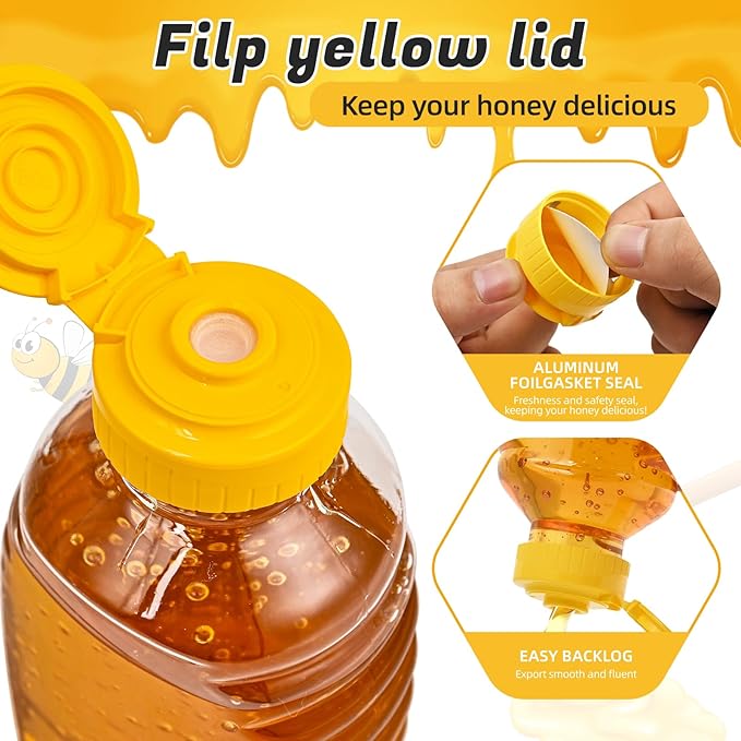24 Pack Honey Bottle, Honey Bottles Squeeze 16 oz,With LeakProof Flip-Top Caps,Refillable Honey Plastic Jars,Plastic Honey JarsFor Storing And Dispensing.