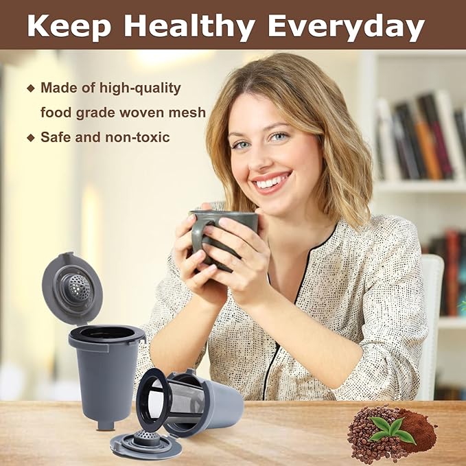 KEEPOW 2PCS Reusable Filter Cup for Cuisinart Coffee Maker Filter Replacement Parts, Reusable Coffee Filters for Cuisinart Single Serve Coffee Maker for HomeBarista Reusable Filter Cup