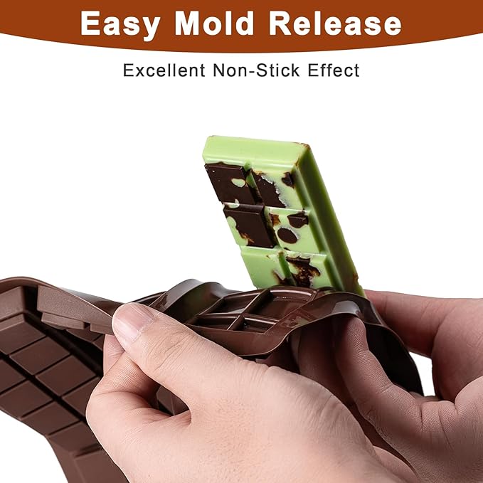 Husfunov Chocolate Bar Mold,Non-Stick Chocolate Molds, 100% Food Grade Silicone Deep Mold for Dubai Pistachio Rod, Candy, Snacks, Knafeh Pistachio Rod and More(10 Snap)