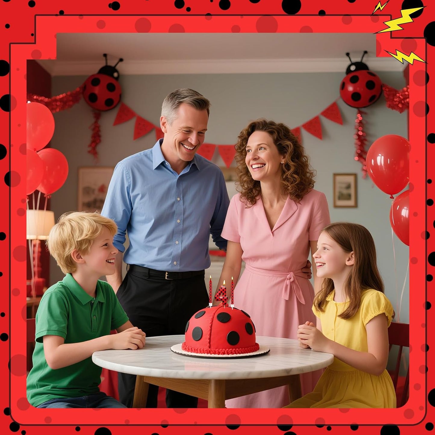13PCS Ladybug Theme Birthday Candles Set - Red & Black Polka Dot Decorative Candles for Kids Ladybug Themed Parties, Baby Showers, Birthday Cakes, and Ladybird Inspired Celebrations(Number 4)