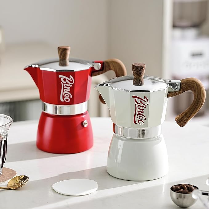 Espresso Maker Stovetop, Moka Pot 3 Cups, Espresso Pot Classic Italian Coffee Maker,Single Safety Valve (Blue, 3 Cup)