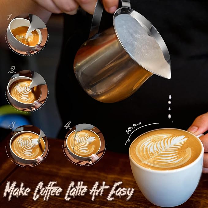 Potchen 24 Pack Stainless Steel Bell Creamers 3 Ounce Creamer Pitcher Mini Coffee Milk Pitchers with Handle and Pouring Spout Cups for Serving Espresso, Tea, Milk, Maple Syrup, Sauce