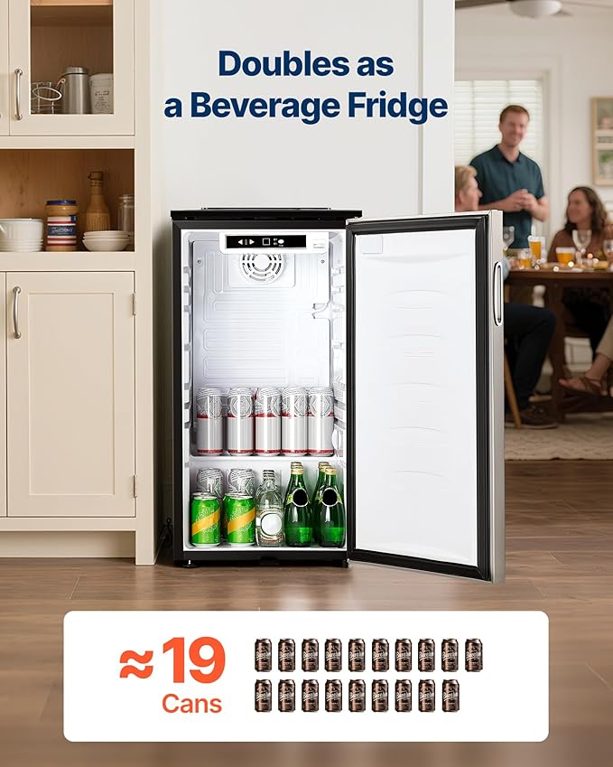 VEVOR Beer Kegerator, Single Tap Commercial Draft Beer Dispenser for D system, Refrigerator With Shelves, Hold 1 Sixth Keg, 2.5lbs CO2 Tank, 92L