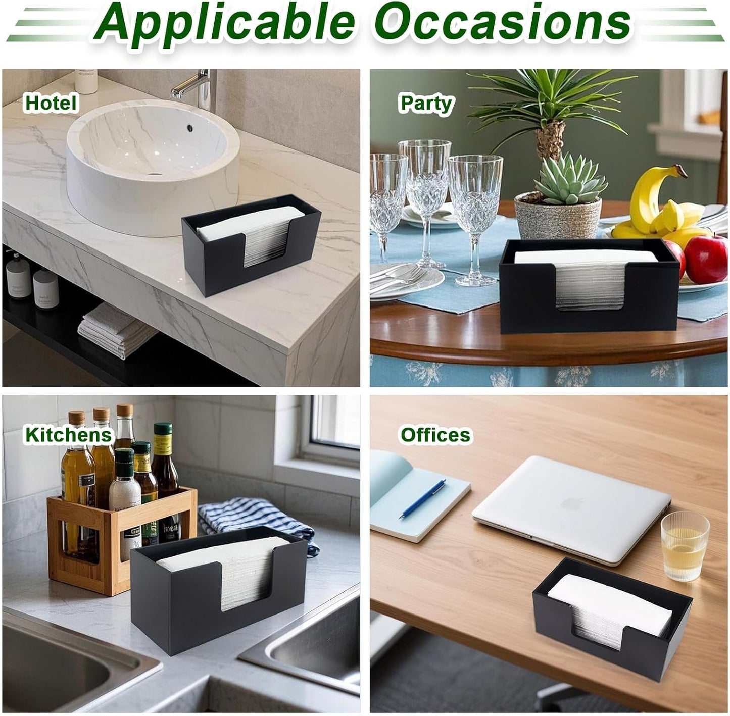 1Pack Paper Towel Holder Countertop, Acrylic Bathroom Paper Towel Holder, Black Napkin Holder for Kitchen, Countertop Multifold Z-fold C-fold,Trifold Paper Hand Towel Dispenser for Bathroom Toilet (1)
