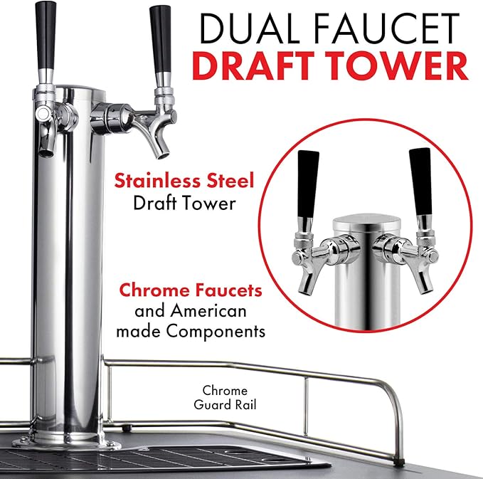 Kegco HBK309S-2 Home Brew Keg Dispenser, Stainless Steel, 2 Tap