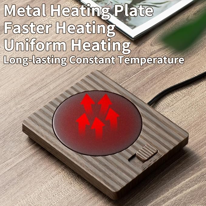 Coffee Mug Warmer - Fastest Heating Cup Warmer for Office Desk Accessories with Metal Heating Panel & 2 Temperature Settings for Coffee, Cocoa, Milk, Tea & Candles (Matcha)