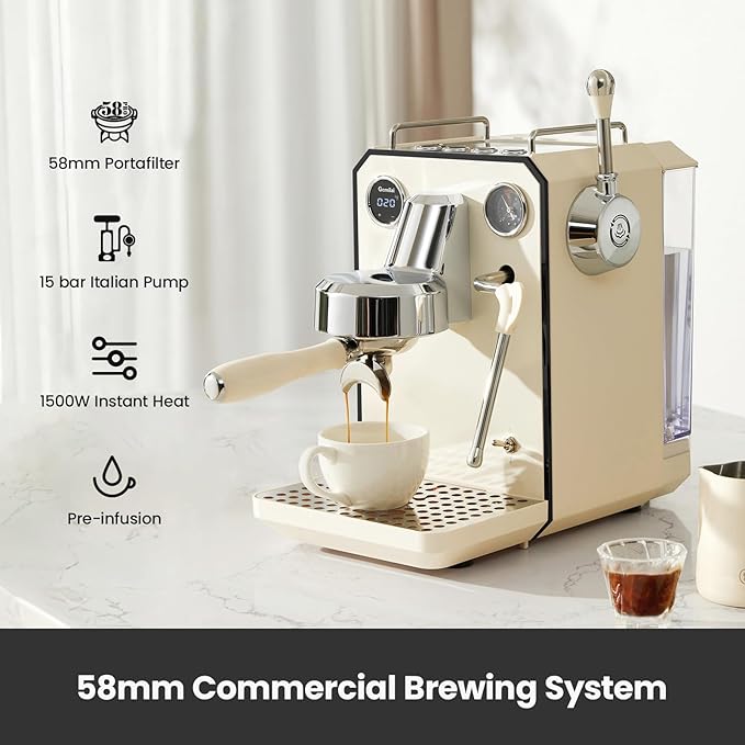 Gemilai Espresso Machine & Electric Coffee Grinder Bundle for Cappuccino, Latte