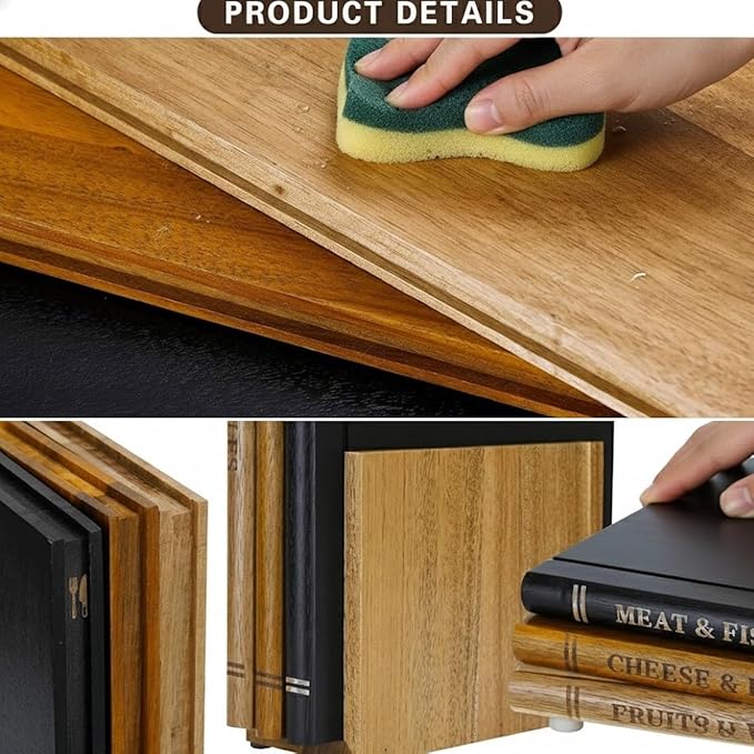 Wood Cutting Board Book Set with Stand for Kitchen, Book Style Wooden Cutting Board, 3-Piece Acacia Wood Chopping Boards Gift Set That Looks Like Books for Meal Prep, Cheese, Bread & Meat