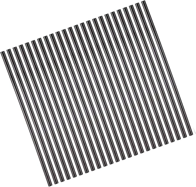 Black Reusable Metal Straws 100Pcs for Bulk Pack.Toddler Child Stainless Steel Straws 265mm Straws for 30oz and 20oz Tumblers Yeti Bulk Order(10.5" Long, Black-100pcs Straight)