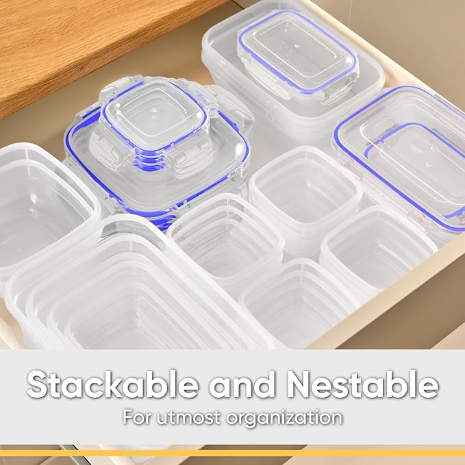 Superio Plastic Food Storage Containers with airtight Lid for Pantry, Fridge- BPA Free, Leakproof Sealed Container- Microwave, Dishwasher and Freezer Safe, Clear (17 Cup- 4 Pack)