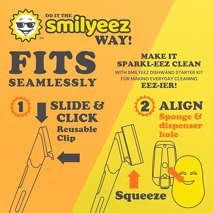 Smilyeez Caddy Combo, Sink Caddy, Smiling Handle, 2 Scrub Moji Sponges, Dishwand with 2 Mini Moji Sponges (Black)