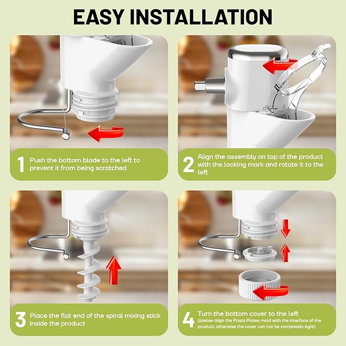 GVODE Gourmet Pasta Press Attachment for KitchenAid Stand Mixer, Pasta Maker KitchenAid Attachment with 7 Interchangeable Pasta Plates