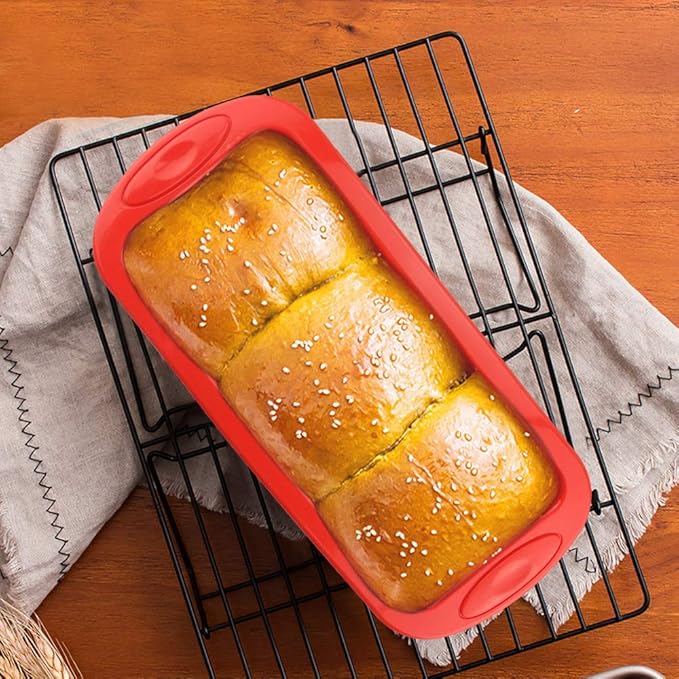 SILIVO 4 Pack Mini Loaf Pans - Nonstick Mini Bread Loaf Pans, Silicone Small Baking Pans for Loaf, Bread and Meatloaf - 5.7x2.5x2.2 inch