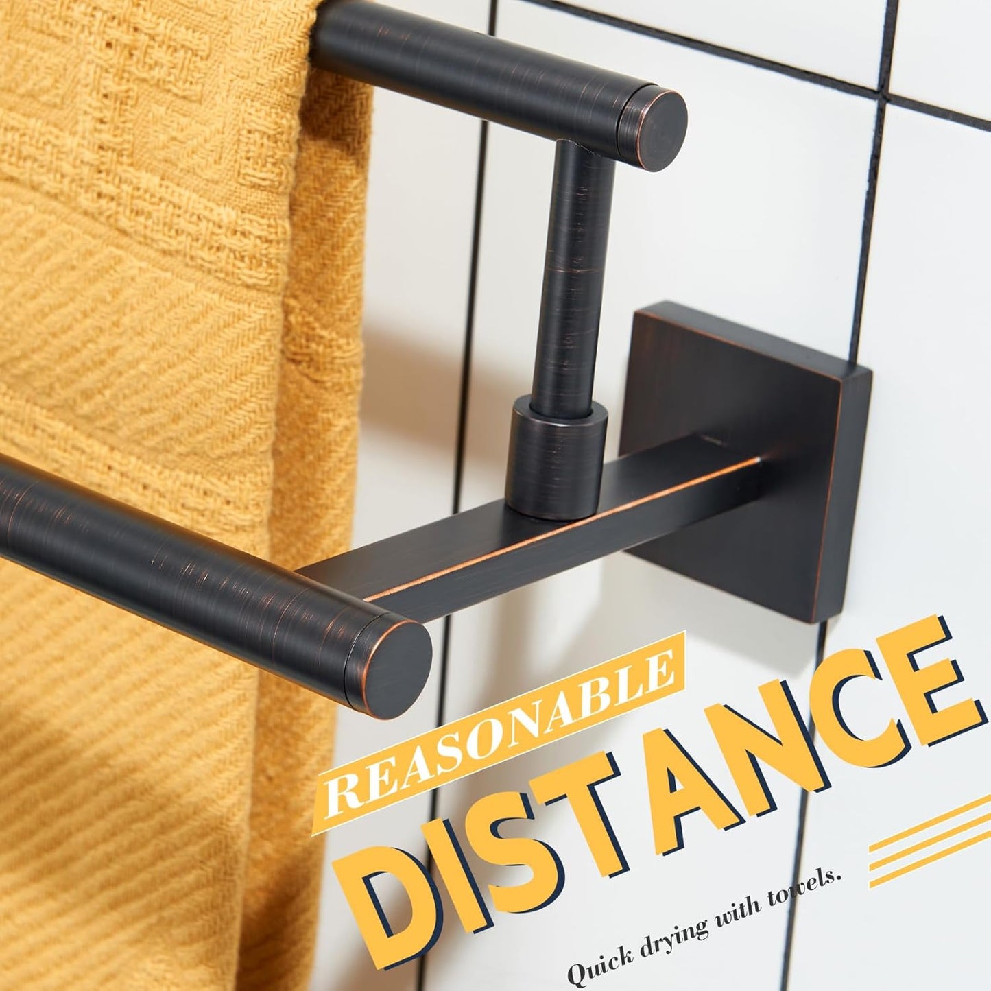 KOKOSIRI Towel Bars 24-Inch Bathroom Towel Holder Oil Rubbed Bronze Bath Towel Rails Racks Wall Mounted Stainless Steel B5009ORB-L24