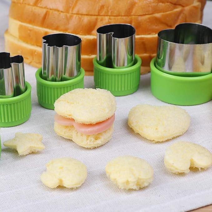 Vegetable Cutters Shapes Set, 20pcs Stainless Steel Mini Cookie Cutters, Vegetable Cutter and Fruit Stamps Mold + 20pcs Cute Cartoon Animals Food Picks and Forks -for Kids Baking and Food Supplement