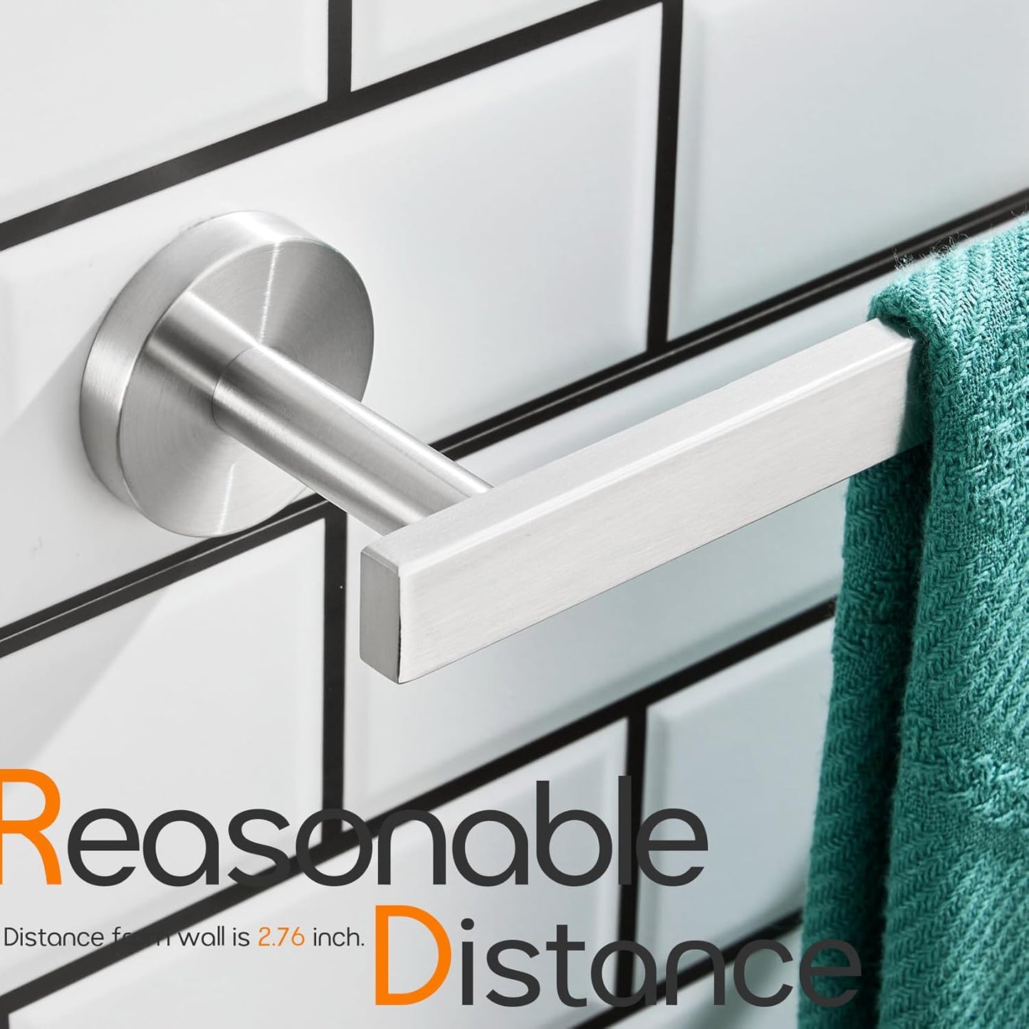 12 Inch Bathroom Towel Bar Bath Towel Rack Kitchen Towel Holder Towel Ring Wall Mounted SUS304 Stainless Steel 2 Pack Brushed Nickel AN4001BR-L12-P2