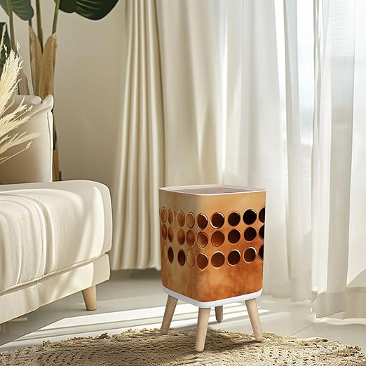 Small Trash Can with Lid Bronze Color Palette Gradient Bronze Color Wastebasket with Press Cover Dog Proof Garbage Can Waste Bin for Kitchen Bathroom Nursery 2.6 Gallon