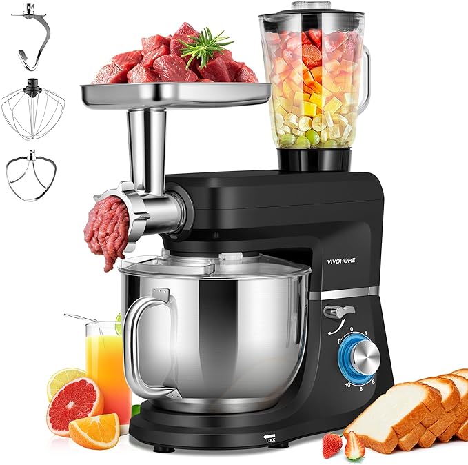 VIVOHOME 6 in 1 Multifunctional Stand Mixer with Nugget Ice Maker Countertop