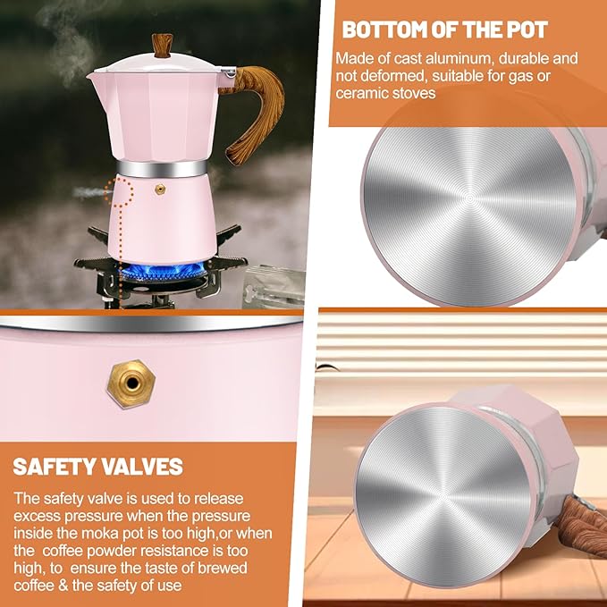 9 Cup Aluminum Espresso Stovetop Moka Pot Express Coffee Maker Percolator Italian Classic Mocha Coffee Machine for Italian and Cuban Cafe Brewing for Home & Camping 450ml 15oz