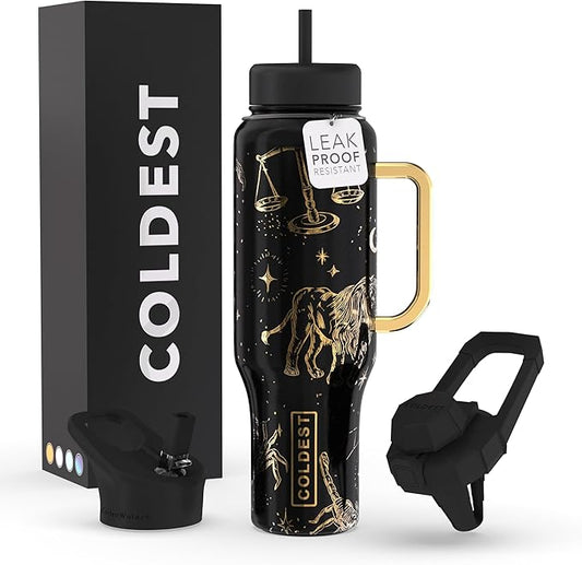 Coldest Tumbler with Handle and Straw, 100% Leak Proof Insulated Tumbler with Lid and Straw (3 Lids), Stainless Steel Tumblers for Women & Men, Cup Holder Friendly, 46 oz (Across Universe)