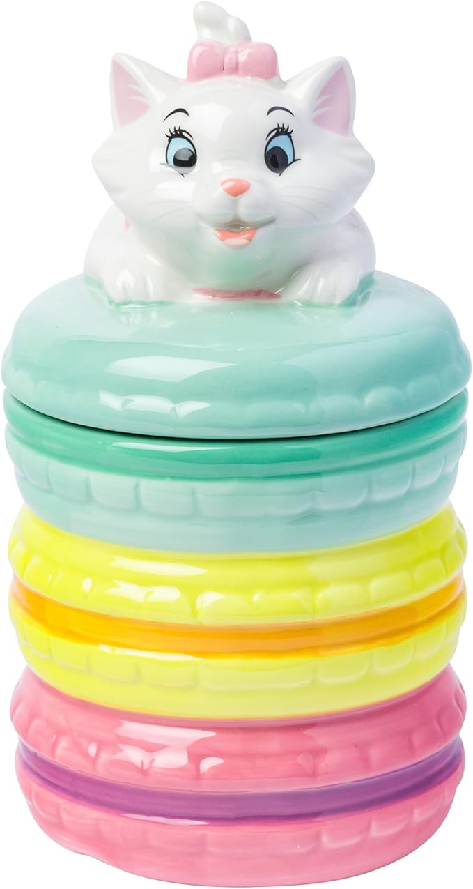 Silver Buffalo Disney The Aristocats Small Sculpted Ceramic Snack Jar Featuring Marie, 4” x 4.85” x 7.3”