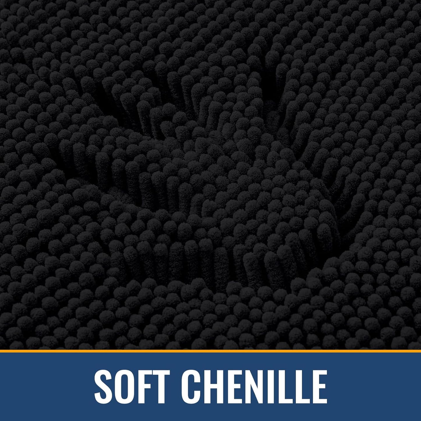 Arotive Bathroom Rugs 40x32, Extra Soft Absorbent Shaggy Chenille Bath Rugs, Machine Washable Rubber Backing Non-Slip Bath Mats for Bathroom Floor Tub and Shower, Home Decor Accessories, Black