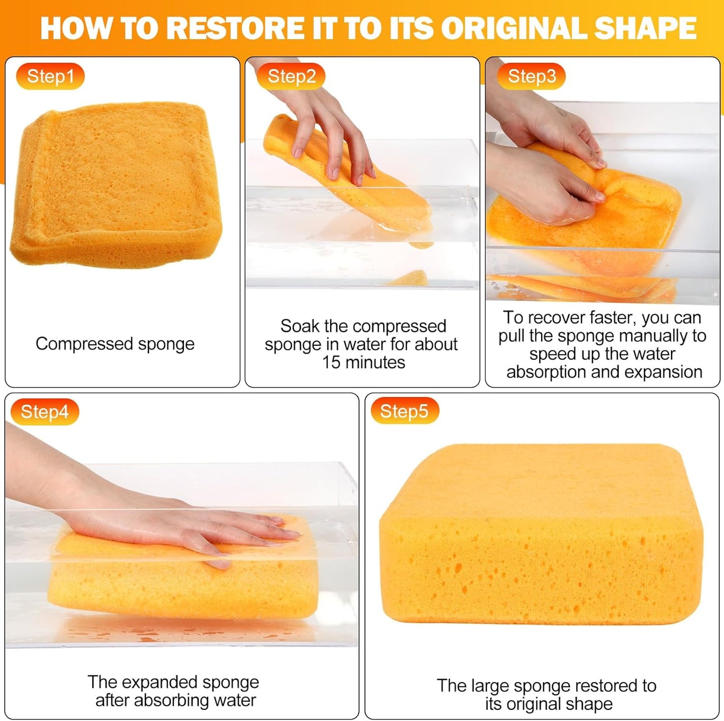 Tioncy 24 Pcs Large Sponges Bulk 7.5 x 5.5 x 1.9 Inch Grouting Car Wash Foam Cleaning and Washing Sponge Commercial Foam Large All Purpose for Cleaning Dishes Car Tile Bike (Yellow)