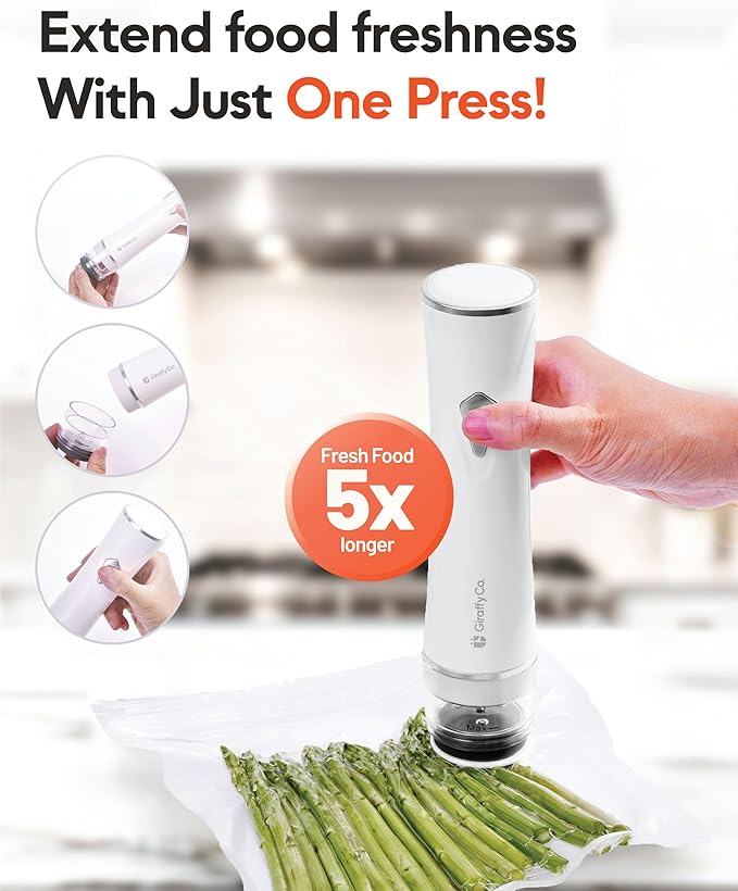 Reusable Vacuum Sealer Bags for Food, XL 20 Pack (33 x 38 cm / 13 x 15 in) – BPA‐Free Leak‐Proof Zip Bags with Air Valve, Freezer & Sous Vide Safe, Works with Handheld Sealers