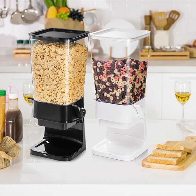 Peohud 2 Pack Cereal Dispenser Countertop, 5.5L Large Capacity Cereal Container Storage, Dry Food Dispenser for Rice, Grain, Nuts, Candies, Oatmeal, Beans, Snacks, Cat Food, Dog Food